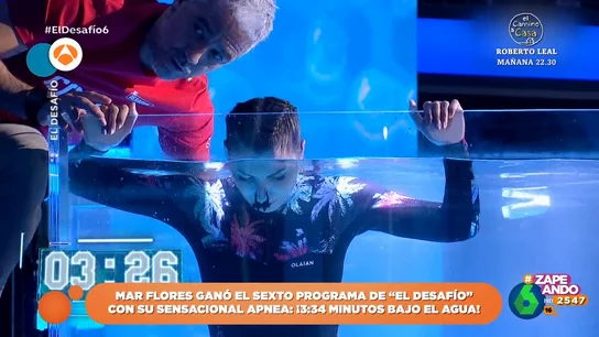 Mar Flores bate el récord de la temporada en la prueba de apnea de El desafío Mar Flores bate el récord de la temporada en la prueba de apnea de El desafío