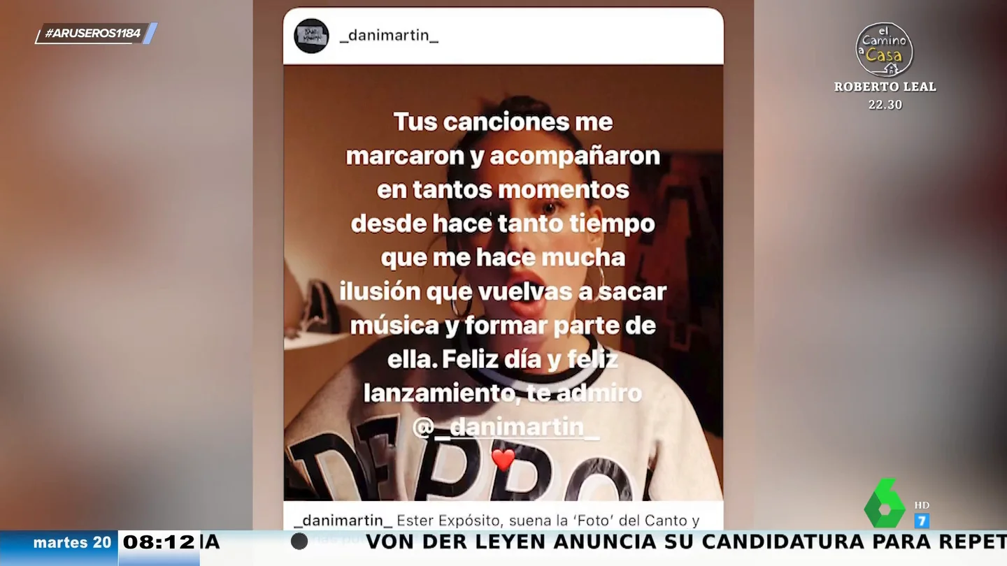 Dani Martín sorprende con una nueva canción dedicada a Ester Expósito: "Por qué no me miras si yo la escribí por nosotros" Dani Martín sorprende con una nueva canción dedicada a Ester Expósito: "Por qué no me miras si yo la escribí por nosotros"