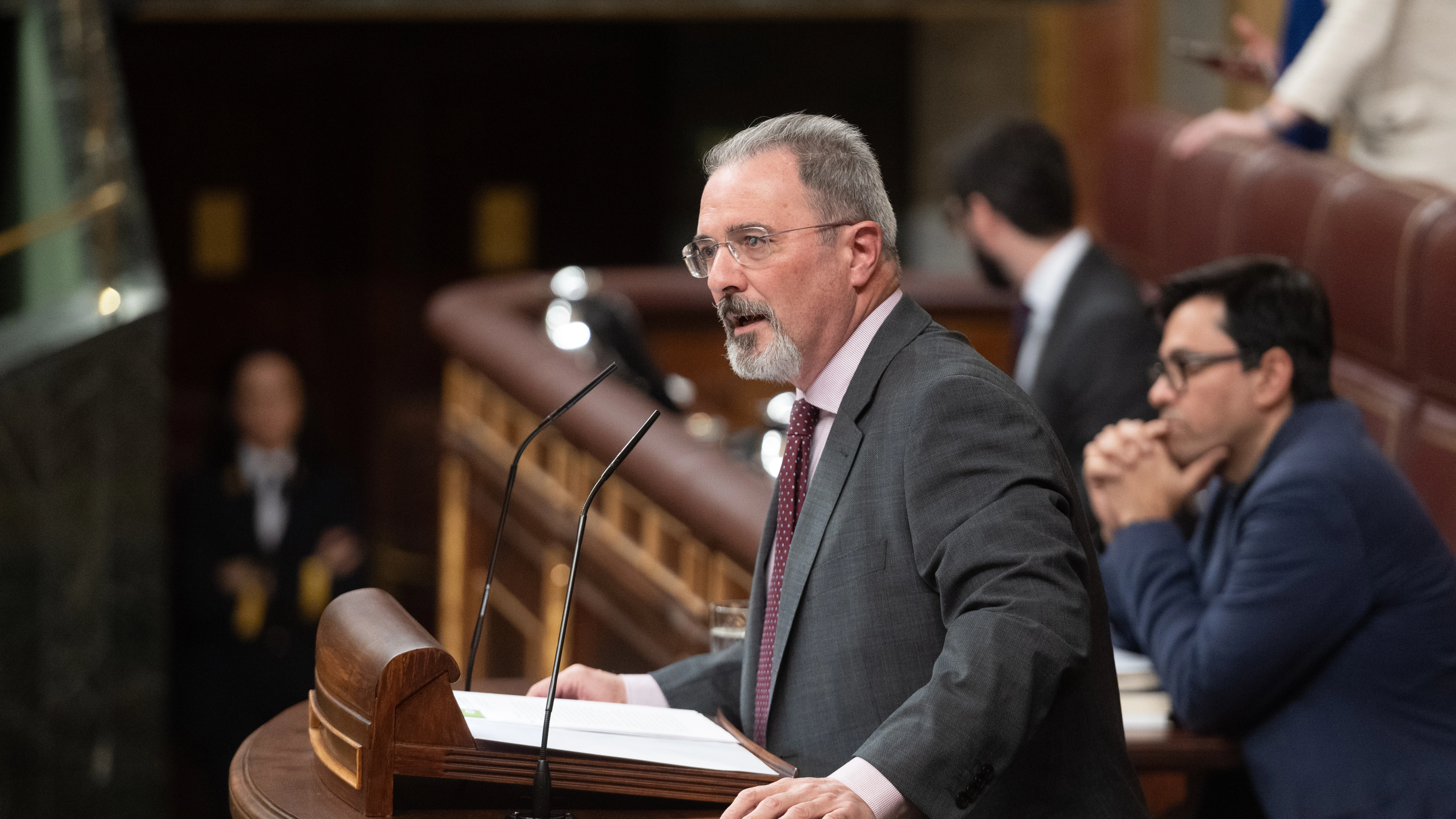 El portavoz de Interior de Vox en el Congreso, Carlos Flores, interviene en la sesión plenaria