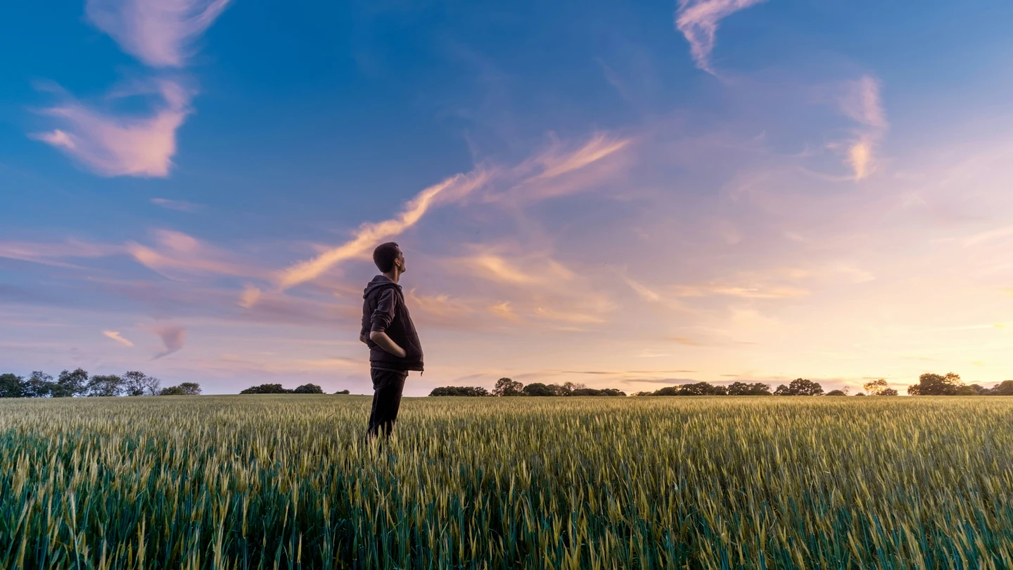 Imagen de un joven en el campo Imagen de un joven en el campo