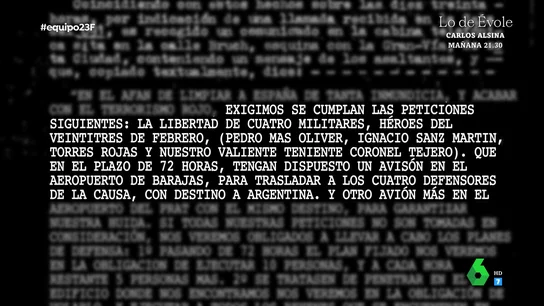 Este es el comunicado que vinculó a los atracadores del Banco Central de Barcelona con los golpistas del 23F Este es el comunicado que vinculó a los atracadores del Banco Central de Barcelona con los golpistas del 23F