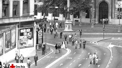 Imagen posterior al asalto al Banco Central de Barcelona Imagen posterior al asalto al Banco Central de Barcelona