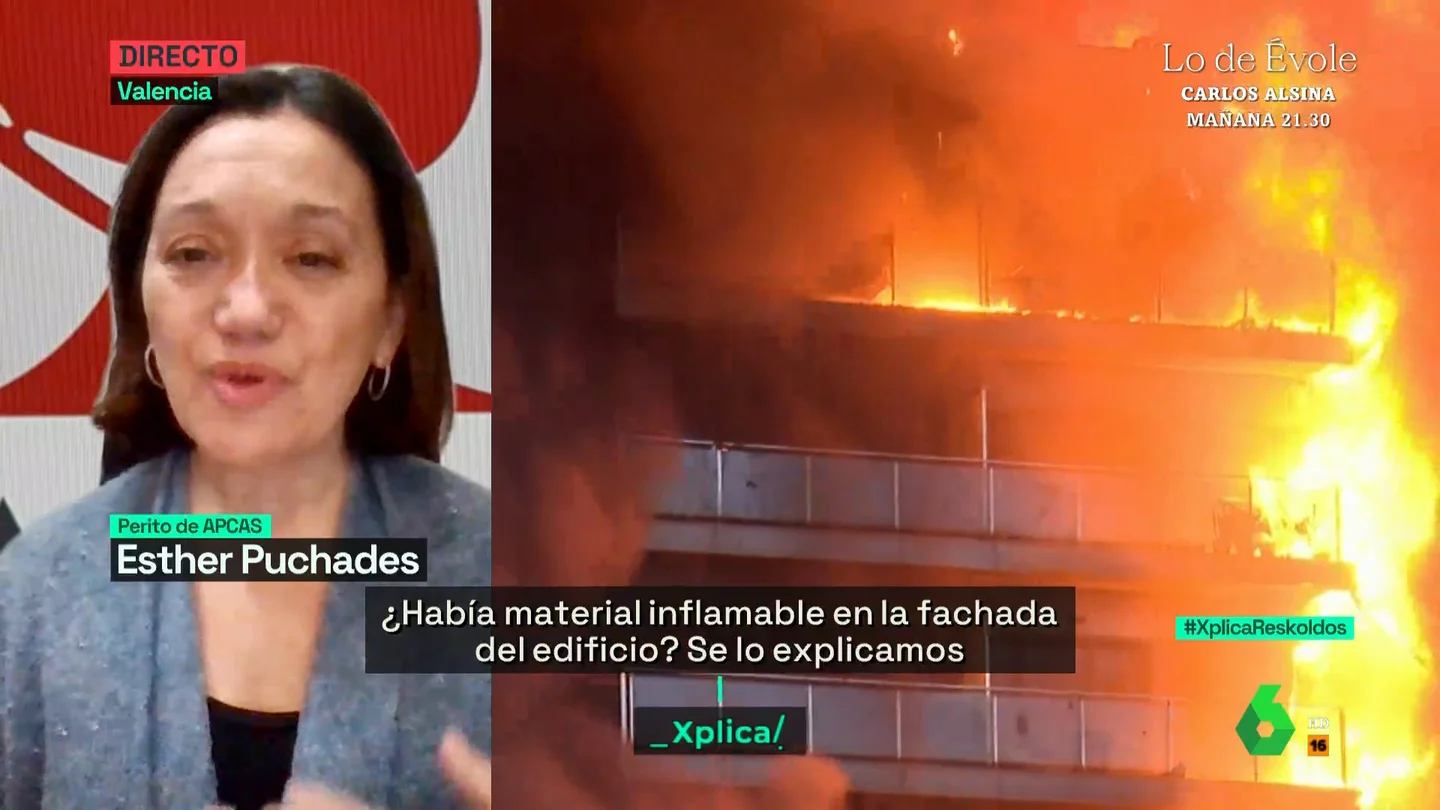 La imagen del incendio de Valencia que llama la atención a una perito La imagen del incendio de Valencia que llama la atención a una perito