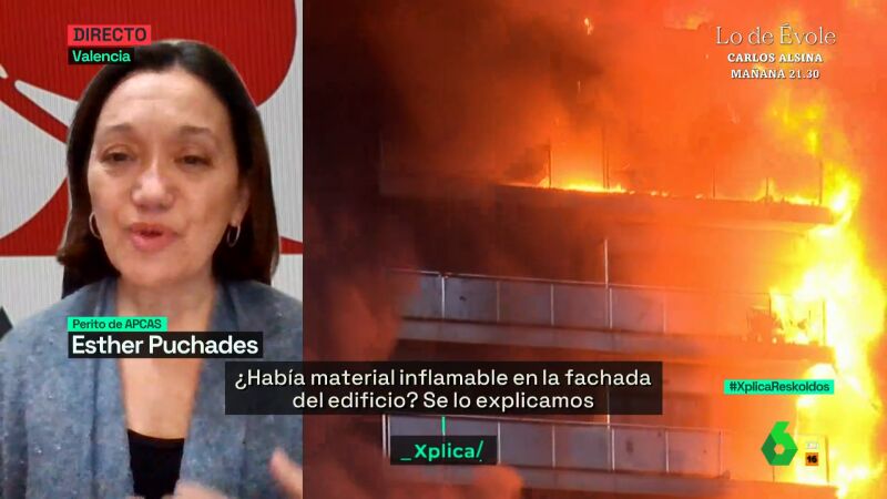 La imagen del incendio de Valencia que llama la atención a una perito