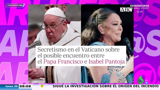 Alfonso Arús, de la visita de Isabel Pantoja al papa Francisco: "el papa está en racha, igual pasa Milei y que la Panto" Alfonso Arús, de la visita de Isabel Pantoja al papa Francisco: "el papa está en racha, igual pasa Milei y que la Panto"