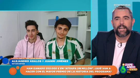 Alejandro y Juanmi, ganadores del premio de Atrapa un millón, confiesan cuál fue su primer gasto Alejandro y Juanmi, ganadores del premio de Atrapa un millón, confiesan cuál fue su primer gasto