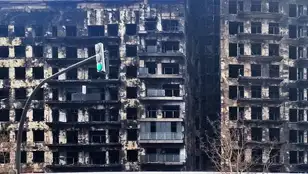 Estado del edificio quemado en el trágico incendio de Campanar, en Valencia