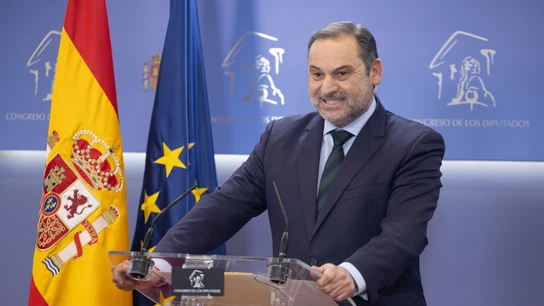El exministro José Luis Ábalos, durante la rueda de prensa que ha ofrecido en el Congreso El exministro José Luis Ábalos, durante la rueda de prensa que ha ofrecido en el Congreso