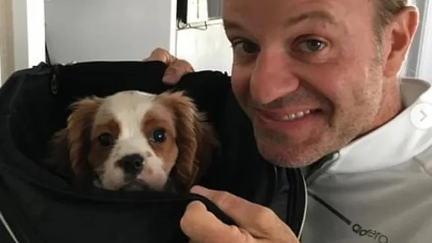 Barrichello con su perro Speedy Barrichello con su perro Speedy