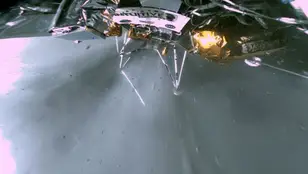 Aterrizador Odiseo de EEUU en suelo lunar
