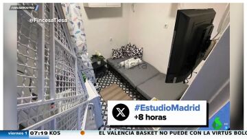400 euros al mes por un piso de alquiler de 8 metros cuadrados en Madrid: "La ducha, al lado del escritorio y el baño, en el patio"