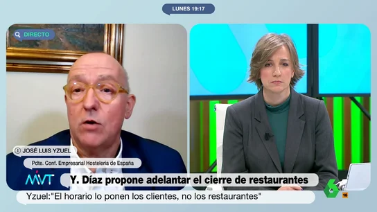 Rifirrafe entre José Luis Yzuel y Tania Sánchez por el horario de los restaurantes: "Lo que dices es falso" Rifirrafe entre José Luis Yzuel y Tania Sánchez por el horario de los restaurantes: "Lo que dices es falso"