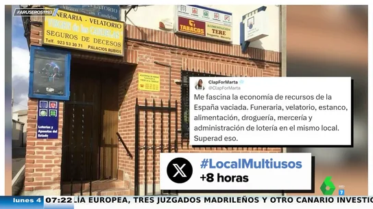 El local de un pueblo de Salamanca que es funeraria, velatorio, estanco, droguería, ultramarinos, mercería y administración de lotería El local de un pueblo de Salamanca que es funeraria, velatorio, estanco, droguería, ultramarinos, mercería y administración de lotería