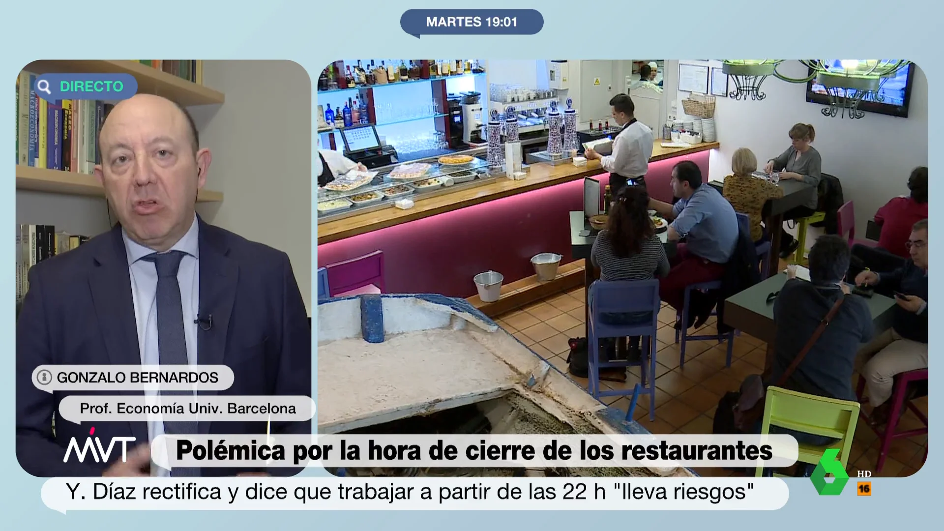 "Aquello que sea imitar a los que lo hacen peor que nosotros en materia de restauración y ocio estoy totalmente en contra", afirma rotundo Gonzalo Bernardos, que en este vídeo opina sobre el cierre de restaurantes a la 1 de la mañana.