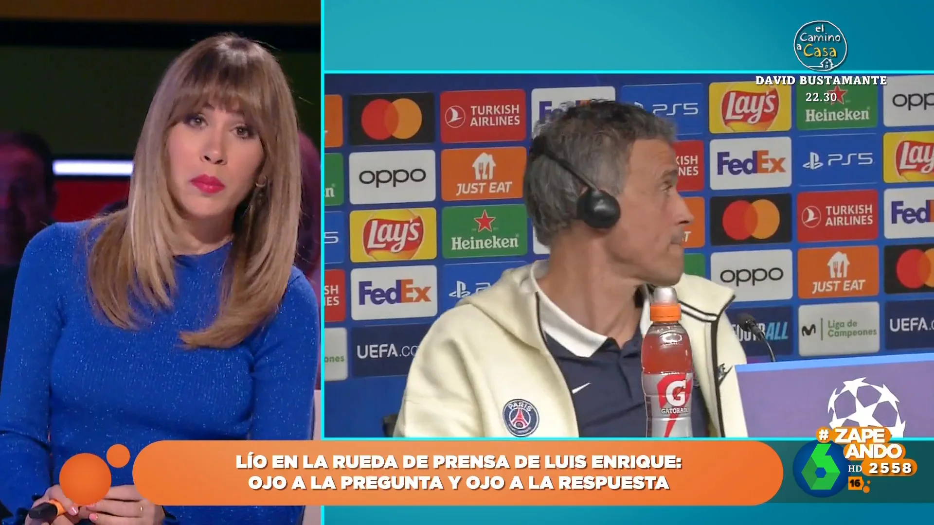 "Se me ha quedado muda la traductora, ¡Vuelve, por favor!", bromeaba Luis Enrique en la rueda de prensa previa a su partido de Champions contra la Real Sociedad cuando la traductora no consiguió traducir la pregunta de un periodista francés.