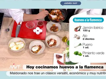 Pablo Ojeda y Carlos Maldonado cocinan en Más Vale Tarde huevos a la flamenca: así es la receta paso a paso