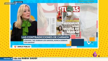 Carmen Lomana, "horrorizada" con el look de atracadora de Genoveva Casanova: "Los que entraron en mi casa iban así"