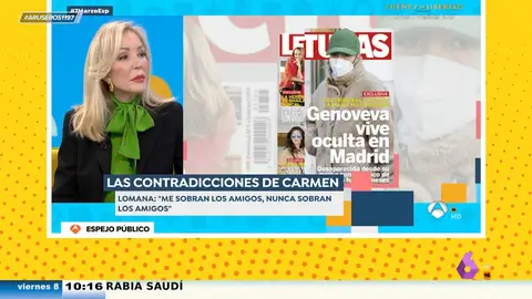Carmen Lomana, "horrorizada" con el look de atracadora de Genoveva Casanova: "Los que entraron en mi casa iban así"