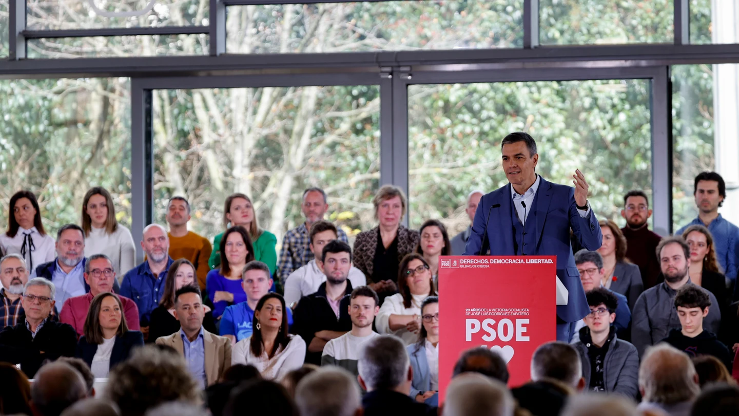 Sánchez, durante un acto en el que el PSOE homenajea al expresidente José Luis Rodríguez Zapatero Sánchez, durante un acto en el que el PSOE homenajea al expresidente José Luis Rodríguez Zapatero