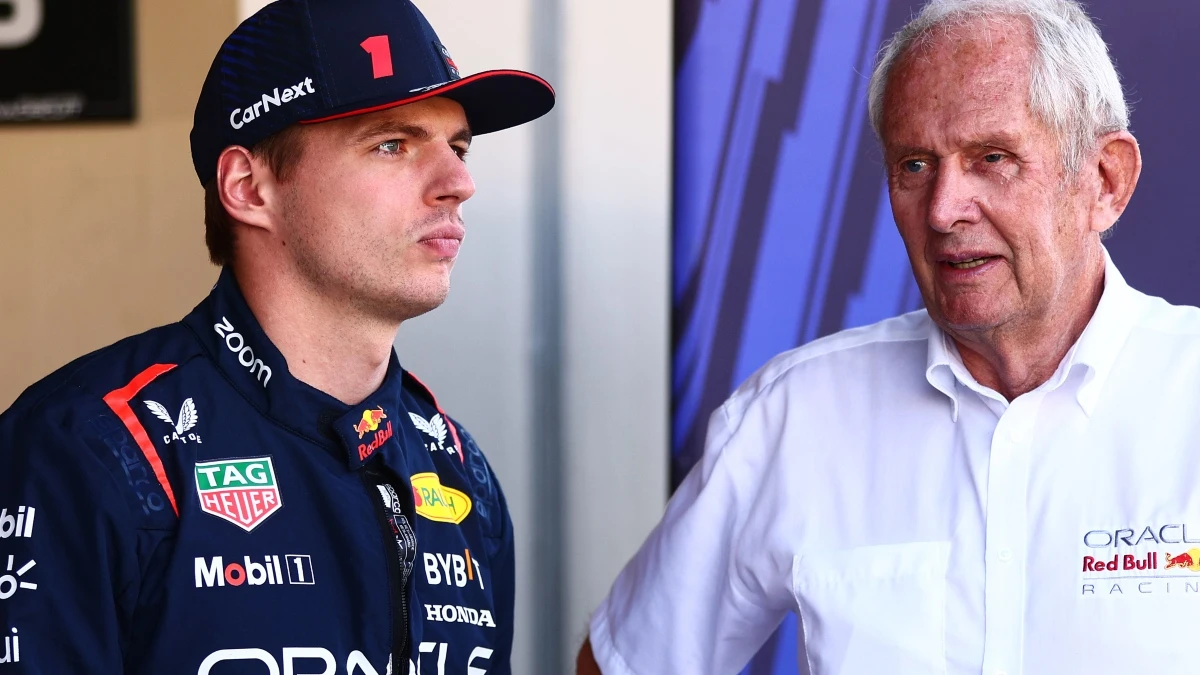 Max Verstappen, junto a Helmut Marko