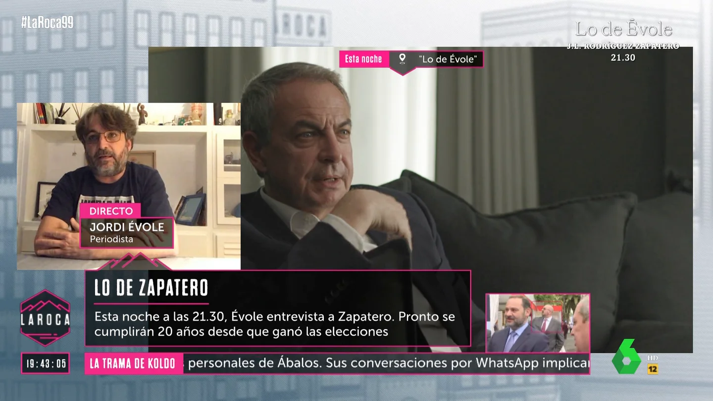 Jordi Évole desvela cuál es uno de los momentos que más ha disfrutado de su entrevista a Zapatero Jordi Évole desvela cuál es uno de los momentos que más ha disfrutado de su entrevista a Zapatero