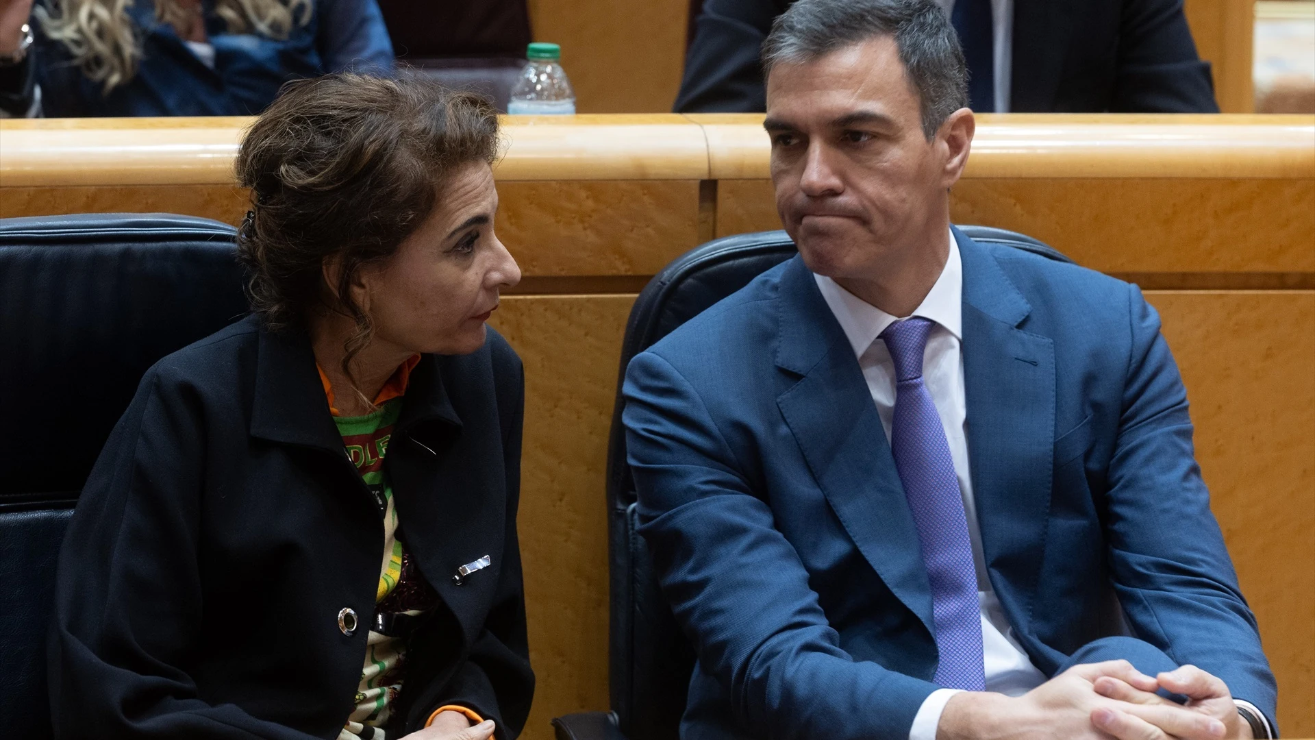 Pedro Sánchez y María Jesús Montero en el Senado