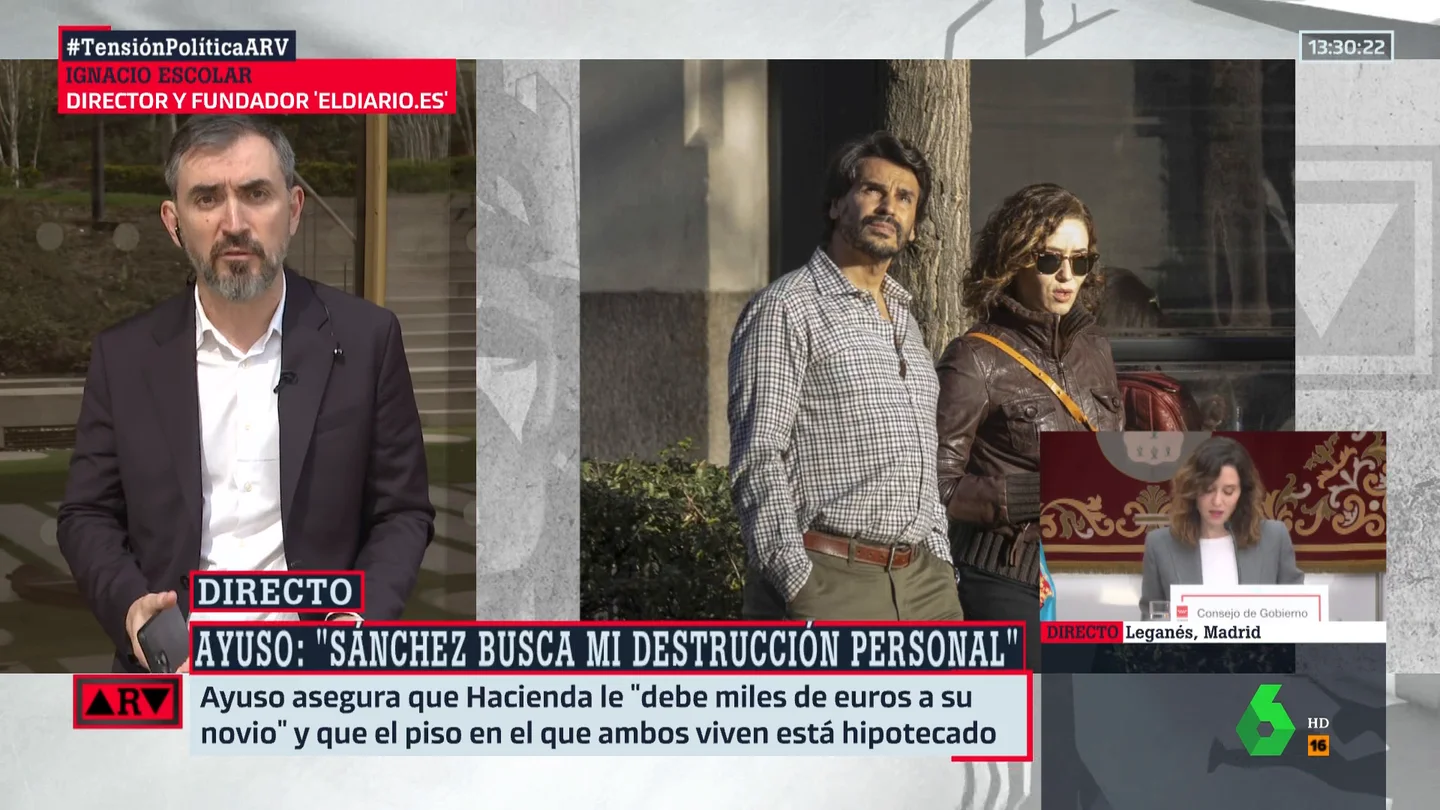 Escolar desmonta las explicaciones de Ayuso sobre el presunto fraude fiscal de su novio: "Ya eran pareja" Escolar desmonta las explicaciones de Ayuso sobre el presunto fraude fiscal de su novio: "Ya eran pareja"