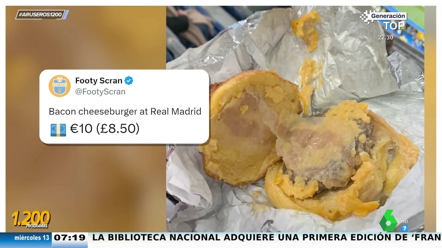 Esta es la asquerosa pinta de la hamburguesa del Santiago Bernabéu que se ha hecho viral Esta es la asquerosa pinta de la hamburguesa del Santiago Bernabéu que se ha hecho viral