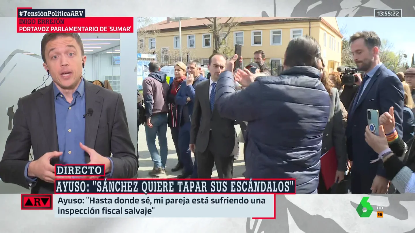 Errejón señala que hay un "patrón" que se repite en el entorno de Ayuso: "En las familias normales no pasa esto" Errejón señala que hay un "patrón" que se repite en el entorno de Ayuso: "En las familias normales no pasa esto"