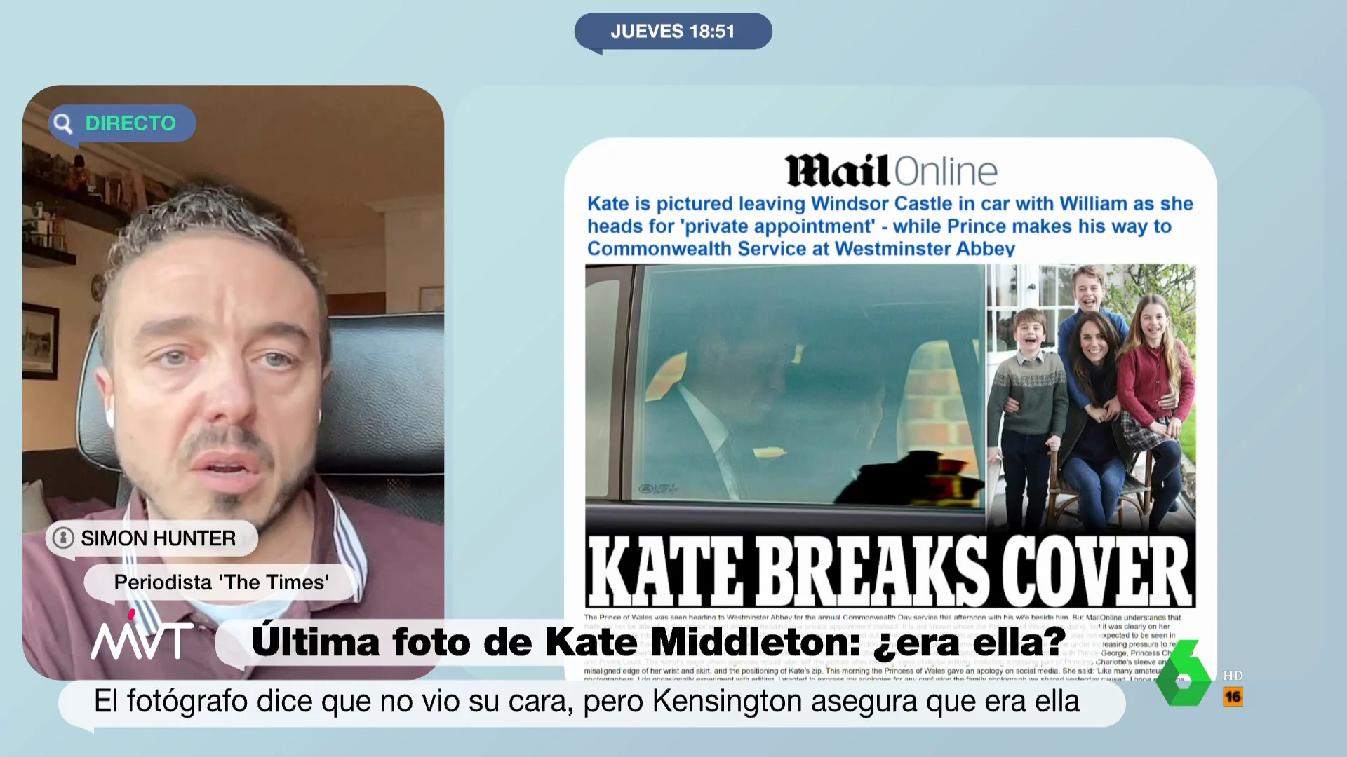 Simon Hunter desvela cómo está afectando en Reino Unido el 'misterio' de Kate Middleton: "Hay una comprensión que no habría con Meghan Markle"