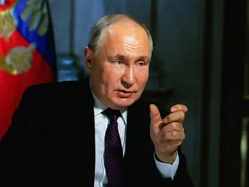 El presidente ruso, Vladímir Putin, en una entrevista al presentador de televisión Dmitri Kiselyov.