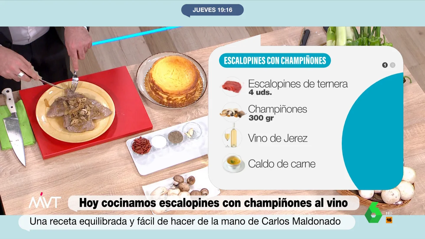 Pablo Ojeda y Carlos Maldonado cocinan escalopines con champiñones: así es esta receta "fácil, sencilla y para toda la familia" Carlos Maldonado vuelve una semana más a Más Vale Tarde y, junto al nutricionista Pablo Ojeda, cocinan unos deliciosos escalopines con chapiñones. El truco para que queden jugosos y cómo limpiar los champiñones, en este vídeo.