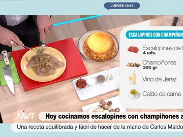 Pablo Ojeda y Carlos Maldonado cocinan escalopines con champiñones: así es esta receta &quot;fácil, sencilla y para toda la familia&quot;