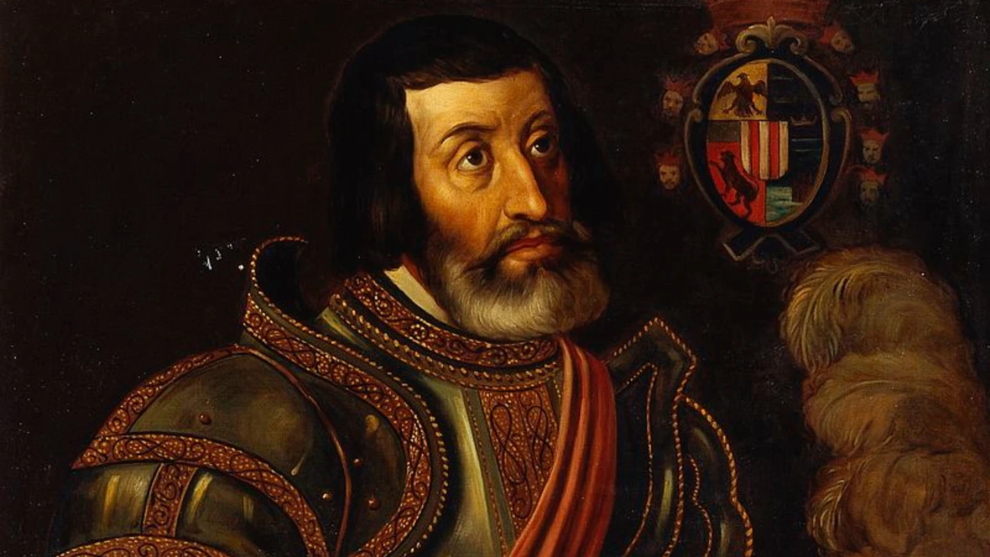 Copia de un retrato de Hernán Cortés realizada hacia 1879 por el pintor mexicano José Salomé Pina Copia de un retrato de Hernán Cortés realizada hacia 1879 por el pintor mexicano José Salomé Pina