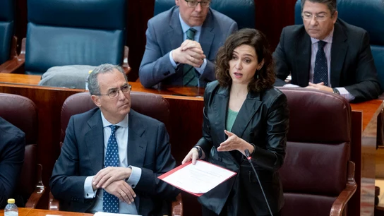 La presidenta de la Comunidad de Madrid, Isabel Díaz Ayuso, interviene durante un pleno en la Asamblea de Madrid La presidenta de la Comunidad de Madrid, Isabel Díaz Ayuso, interviene durante un pleno en la Asamblea de Madrid