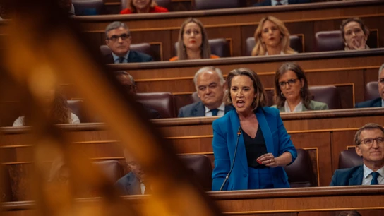 La secretaria general del PP, Cuca Gamarra, interviene durante la sesión de control al Gobierno en el Congreso La secretaria general del PP, Cuca Gamarra, interviene durante la sesión de control al Gobierno en el Congreso