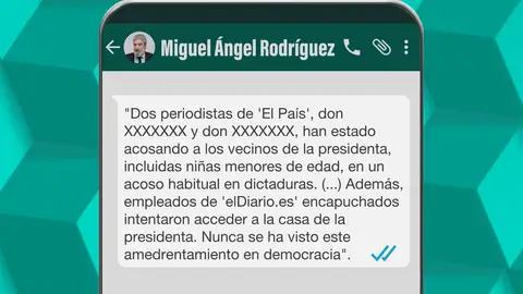 El mensaje que envió Miguel Ángel Rodríguez a varios periodistas