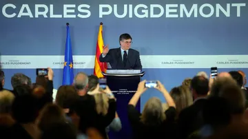 Carles Puigdemont durante la conferencia 