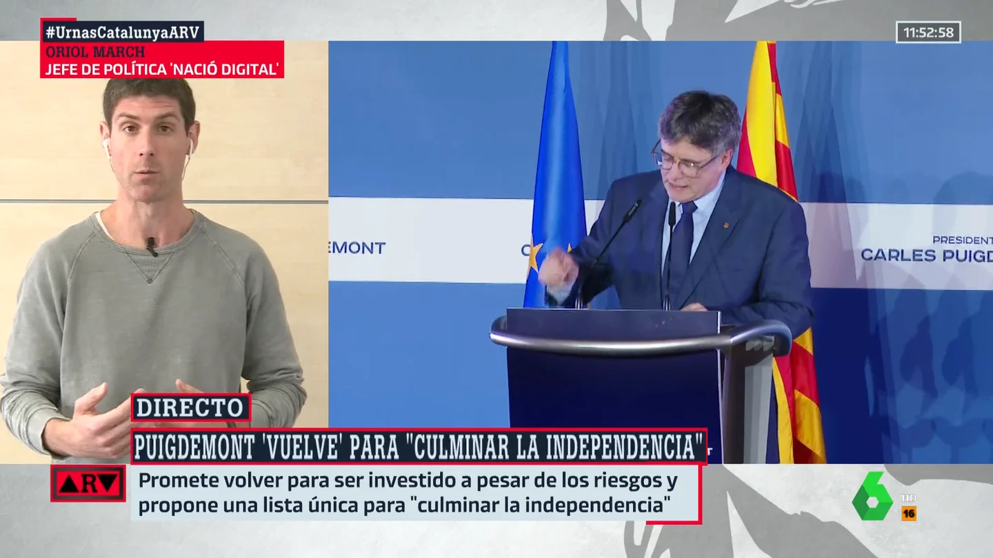 Oriol March revela "quién gana" con la candidatura de Puigdemont en las elecciones catalanas: "Perjudica los intereses del PSC de Illa" Oriol March revela "quién gana" con la candidatura de Puigdemont en las elecciones catalanas: "Perjudica los intereses del PSC de Illa"