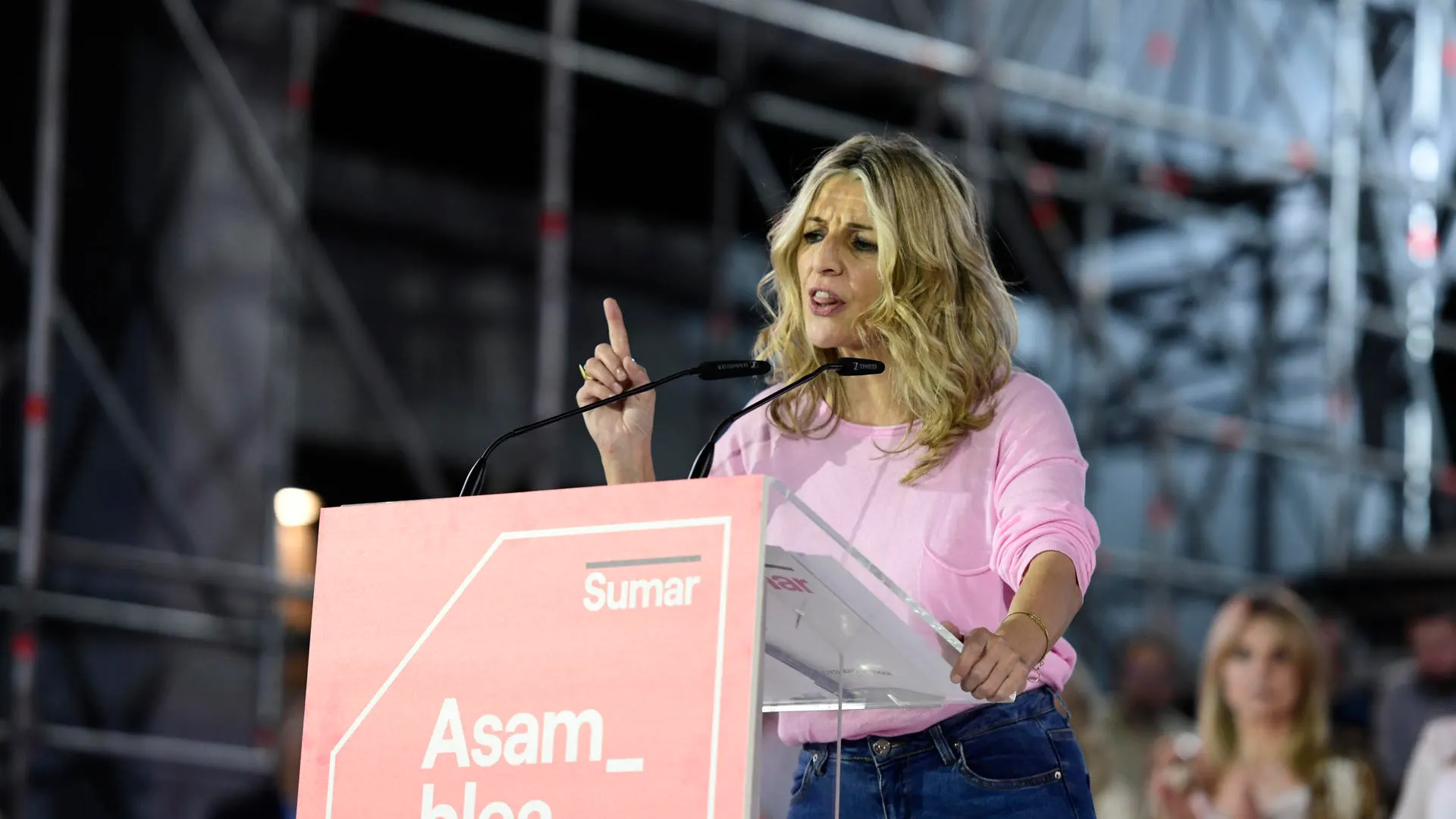 Yolanda Díaz, durante la asamblea de Sumar