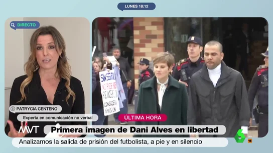Patrycia Centeno analiza los gestos de Dani Alves a su salida de prisión: "Transmite una actitud desafiante" Patrycia Centeno analiza los gestos de Dani Alves a su salida de prisión: "Transmite una actitud desafiante"