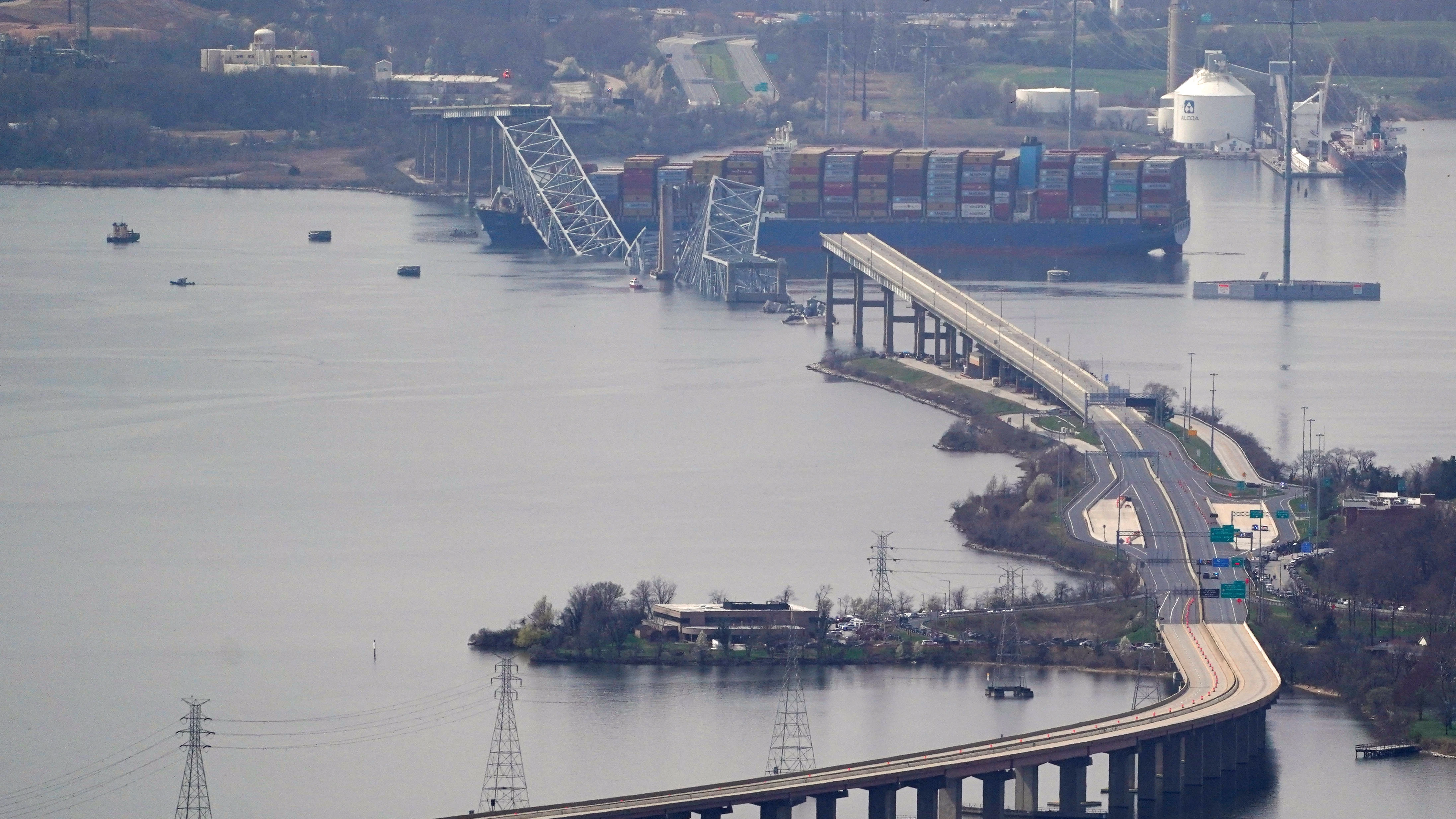 El puente Francis Scott Key, tras el colapso sufrido este martes