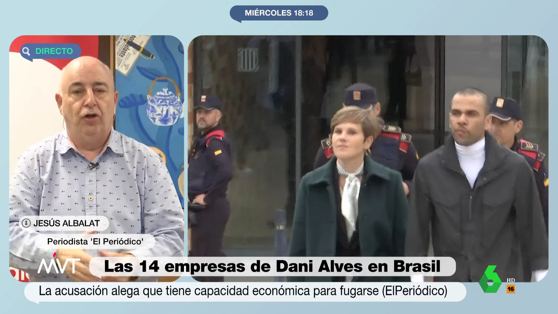 Jesús Albalat, sobre la posibilidad de que Alves vuelva a la cárcel: "Dudo que el Tribunal diga "me equivoqué, rectifico y le vuelvo a meter""