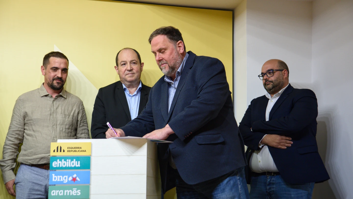 ERC, EH Bildu, BNG y Ara Més firman un acuerdo de coalición para las elecciones europeas ERC, EH Bildu, BNG y Ara Més firman un acuerdo de coalición para las elecciones europeas