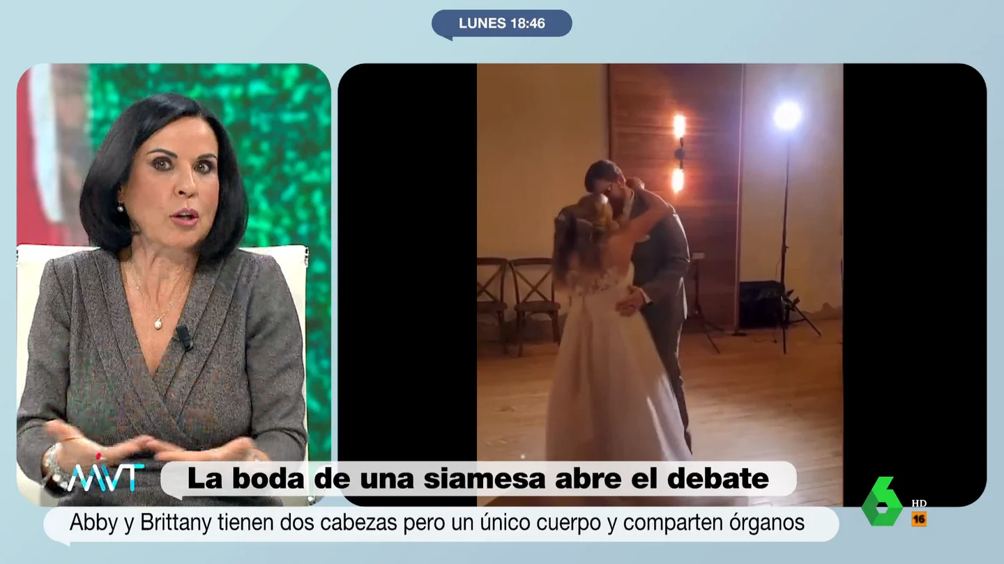 Beatriz de Vicente analiza la boda de una siamesa Beatriz de Vicente comenta el caso de la boda de Abby, una de las famosas siamesas de Estados Unidos que comparte los órganos sexuales con su hermana Brittany. ¿Cómo será su vida íntima con su marido? Su análisis, en este vídeo.