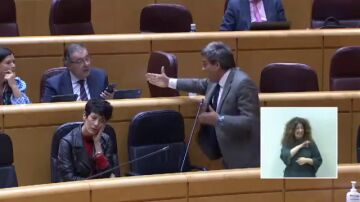 Tensión entre Escrivá y un senador del PP hablando por teléfono en mitad de su intervención: "No me deja hablar ni oír"