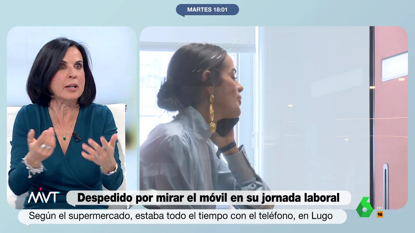 Beatriz de Vicente valora el despido de un trabajador por mirar el móvil "Cuando el uso del teléfono es abusivo y afecta en el desempeño de trabajo, encajaría dentro del despido procedente", afirma Beatriz de Vicente en este vídeo donde analiza el despido de un trabajador de un supermercado de Lugo por mirar el móvil.