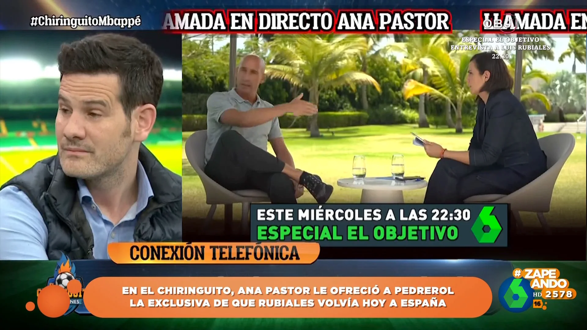 "¡La que ha liado Ana Pastor!": así reaccionan los zapeadores al descubrir al doble de Rubiales en el aeropuerto de Barajas