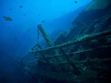 Imagen de archivo de un barco hundido Imagen de archivo de un barco hundido