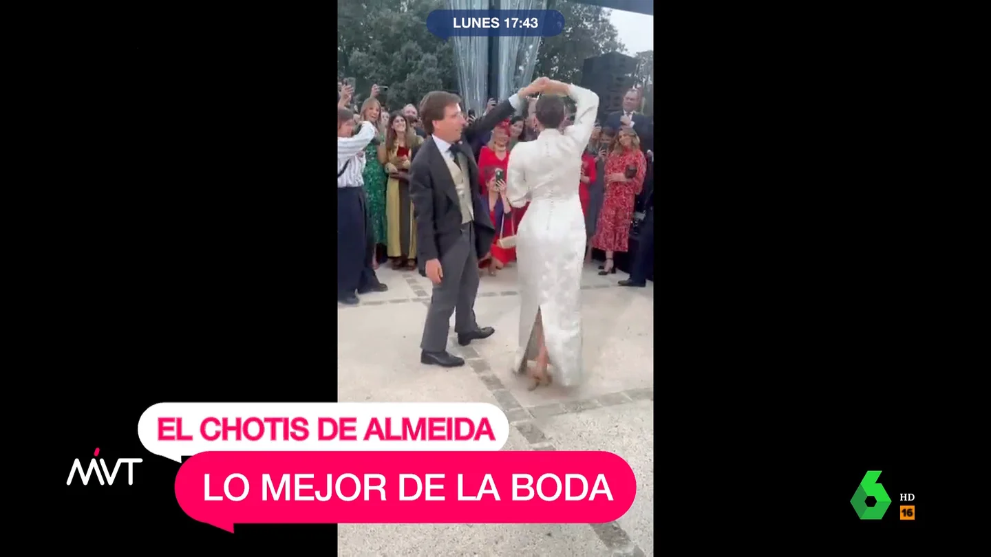 Iñaki López reacciona al baile de Almeida y Teresa Urquijo En este vídeo, Más Vale Tarde analiza algunos detalles curiosos de la boda de José Luis Martínez-Almeida, como su recibimiento al rey emérito o la "cobra", como la define Iñaki López, que le hizo el alcalde a su flamante esposa.